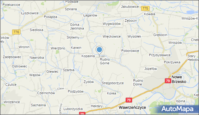 mapa Rudno Górne, Rudno Górne na mapie Targeo